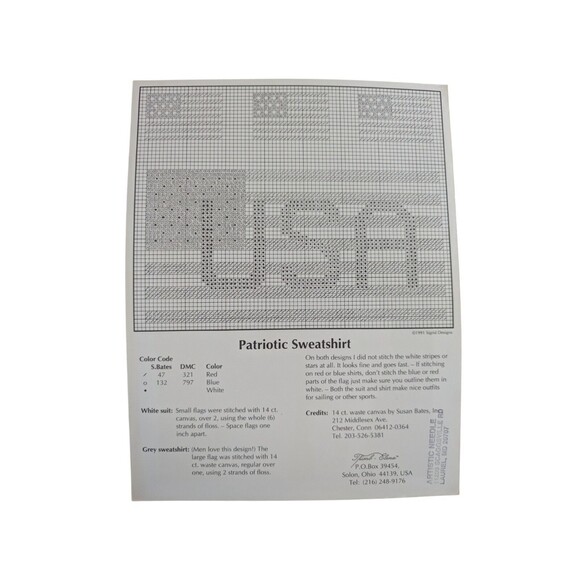 Sigrid Designs Thimb Elena Patriotic Sweatshirt American Cross Stitch Pattern - Picture 2 of 2